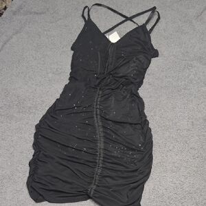 POSTER GIRL Black Ruched Mini Dress